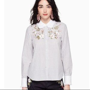 Kate Spade Floral Embroidered Button-Down Shirt, MEDIUM